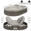 Diagrams and dimensions of a rattan garden lounger. Podgląd zdjęcia produktu