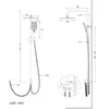 Technical drawing of a shower system with dimensions. Anteprima dell’immagine prodotto