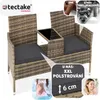 Ratanová zahradní lavice se stolem - přírodní/tmavě šedá Náhled obrázku produktu 3