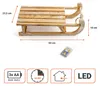 Trineo decorativo de madera con luces LED, color natural, Vista previa de la imagen del producto 2
