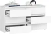 A white dresser with six drawers, some of which are open, displaying the drawer slides. Decorative objects and books are on top of the dresser. Podgląd zdjęcia produktu
