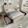 Polsterbett Einzelbett,  Kopfteil mit goldenen Zierstreifen Produktbild-Vorschau 11