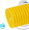 A close-up of a yellow corrugated drainage pipe. Produktbild-Vorschau