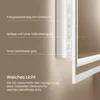 A close-up marketing image of a mirror with LED lighting, highlighting its features. Podgląd zdjęcia produktu