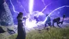 A group of characters in a fantasy setting are engaged in a magical battle with lightning effects. Produktbild-Vorschau