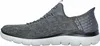 Side view of a gray Skechers Slip Ins slipper. Podgląd zdjęcia produktu