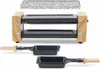 A raclette grill with a granite stone top and two small pans with wooden handles. Produktbild-Vorschau