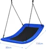 A blue and black nest swing is shown against a white background with dimensions indicated. Produktbild-Vorschau