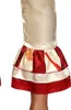Close-up of the lower part of a costume leg, showing a ruffled hem with red and beige fabric. Produktbild-Vorschau