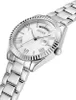 A close-up, angled view of a silver Guess women's watch with a white dial. Anteprima dell’immagine prodotto