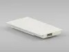 A white electronic device with a connection port on a light gray background. Produktbild-Vorschau
