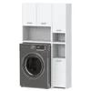 A white cabinet set with a gray washing machine underneath, set against a white background. Náhled obrázku produktu