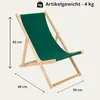 Liegestuhl grün klappbar aus Holz - Klappstuhl Klappliege Produktbild-Vorschau 4