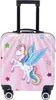 A pink suitcase with a unicorn design and stars. Produktbild-Vorschau