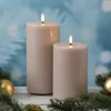 LED Stumpenkerze MIA - Echtwachs - realistische 3D Flamme - H: 20cm - D: 10cm - altrosa Produktbild-Vorschau