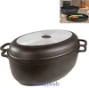 A dark brown oval roaster with a silver lid is shown against a white background. A smaller inset image shows a similar roaster in a kitchen setting with vegetables. Produktbild-Vorschau