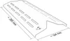 A diagram of a gas grill burner cover with dimensions indicated. Produktbild-Vorschau