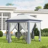 Outsunny Gartenpavillon Faltpavillon mit 6 Seitenteile Produktbild-Vorschau 8