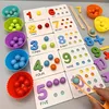 A Montessori learning set for children, featuring number cards and colorful counting beads. Produktbild-Vorschau