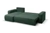 A green sectional sofa with a pull-out bed function, shown in a studio setting against a white background. Voir les images du produit