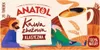A stylized illustration of a farmer sitting in a field with a large cup of coffee, representing a coffee product. Voir les images du produit