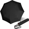 A black umbrella is shown open, with its case and handle lying next to it on a white background. Anteprima dell’immagine prodotto