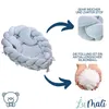 A baby nest with accompanying close-up images and text highlighting its features. Produktbild-Vorschau