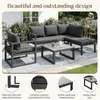 An outdoor patio setting with a sectional sofa, armchair, coffee table, and ottoman. Anteprima dell’immagine prodotto