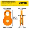 Product specifications and dimensions for a VEVOR snatch block are displayed with diagrams. Náhled obrázku produktu
