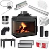 A collection of fireplace insert components and accessories laid out on a white background. Produktbild-Vorschau