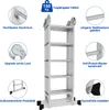 A multi-purpose ladder with various features highlighted by callouts and text. Produktbild-Vorschau