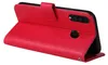 A red flip case for a smartphone, shown from a side angle with the cover open. Produktbild-Vorschau