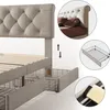 Close-up view of a bed frame with storage drawers, highlighting its features. Náhľad obrázku produktu