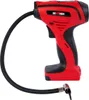 A red and black portable air compressor with a black hose and nozzle, isolated on a white background. Produktbild-Vorschau