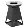A black outdoor grill with a silver top and grill grate, shown on a white background. Produktbild-Vorschau