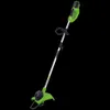 A green and silver string trimmer against a black background. Náhled obrázku produktu