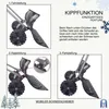 An instructional diagram showing the different positions of a snow shovel with wheels. Produktbild-Vorschau