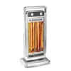 A silver and black halogen heater with glowing orange heating elements, shown on a white background. Náhled obrázku produktu
