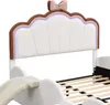 Close-up of a child's bed headboard with LED lights and a bow decoration. Podgląd zdjęcia produktu