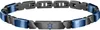 A bracelet with black and blue links, featuring a trident logo. Voir les images du produit