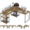 An L-shaped computer desk with shelves and computer equipment. Anteprima dell’immagine prodotto
