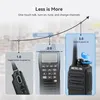 A diagram illustrating different methods of powering on a walkie-talkie, with text overlays and product images. Podgląd zdjęcia produktu