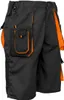 A pair of black and orange work shorts shown from the back. Produktbild-Vorschau