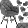 A collage of gray velvet armchairs with tufted detailing and black metal legs. One armchair is shown from the front with rotational arrows indicating it can swivel. The other chairs are shown from different angles. Náhled obrázku produktu