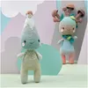 Two crocheted mushroom-like characters against a pastel background. Produktbild-Vorschau