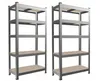 Two identical grey metal shelving units with tan shelves are shown against a white background. Náhled obrázku produktu