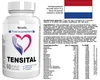 A bottle of Tensital food supplement with nutritional information and a Dutch flag. Náhľad obrázku produktu