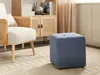 BELIANI Pouf Hocker Blau Stoffbezug Gesteppt Quadratisch 38 Produktbild-Vorschau 2