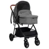 vidaXL 3-in-1 Kinderwagen Hellgrau und Schwarz Stahl Produktbild-Vorschau 1