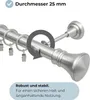 Close-up of a metal curtain rod with rings and clips, highlighting its diameter and stability. Produktbild-Vorschau